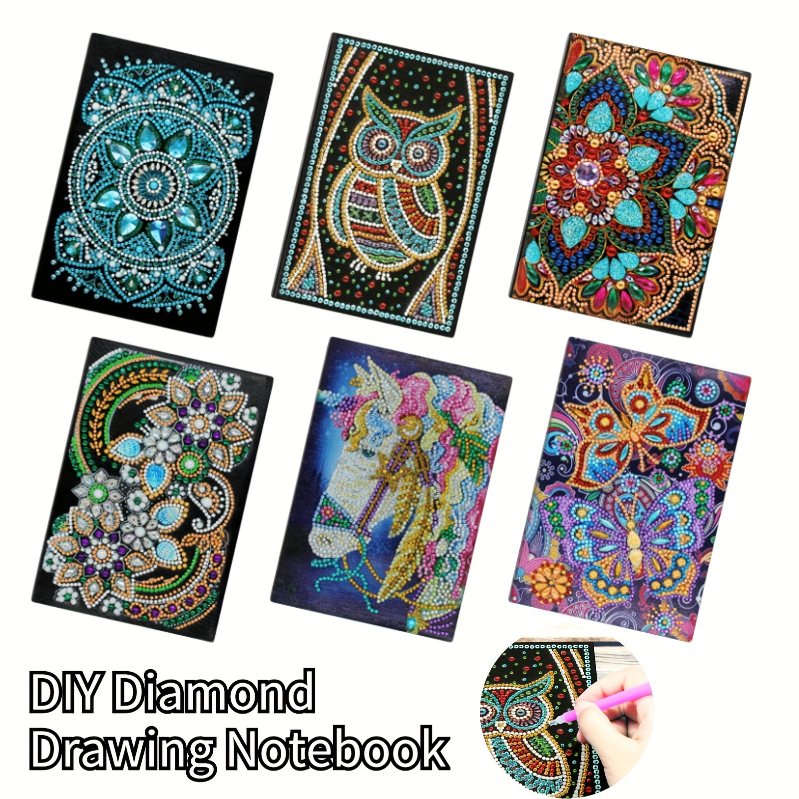 2 Pack Diamond Painting Notebook Lined 50 Sheets Girl and Peacock DIY  Diamond Art 5D Cross Stitch Notebook Blank Paper A5 Sketchbook, Small