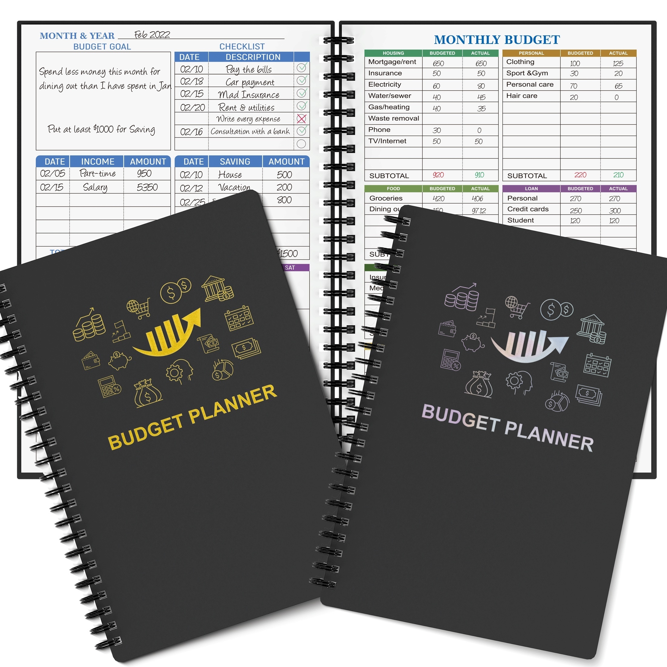 Agenda budgétaire A6 - Avec planificateur 2024 - Carnet de ménage A6 -  Enveloppes de planification financière - Dossier d'économie de budget  (rouge avec calendrier) : : Fournitures de bureau