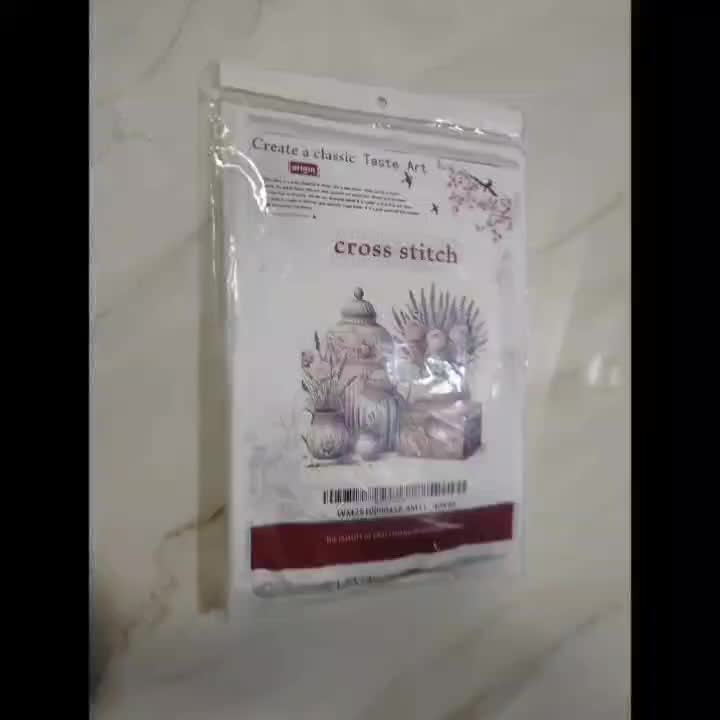 DIY Cross-stitch Printed Kit, Unframed, "Colorful Floral Hand-painted Pattern"