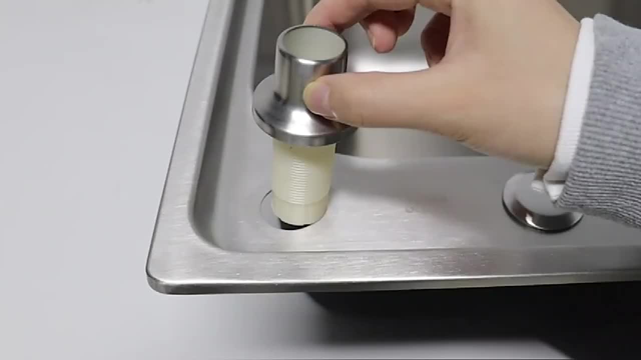 Dispensador de jabón integrado para fregadero de cocina WEWE, acero  inoxidable, níquel cepillado en encimera, dispensador de jabón de repuesto  de