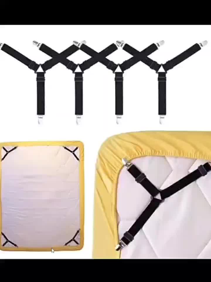 4pcs Bed Sheet Clips Suspender Straps Mattress Fastener Holder Triangle Grippers