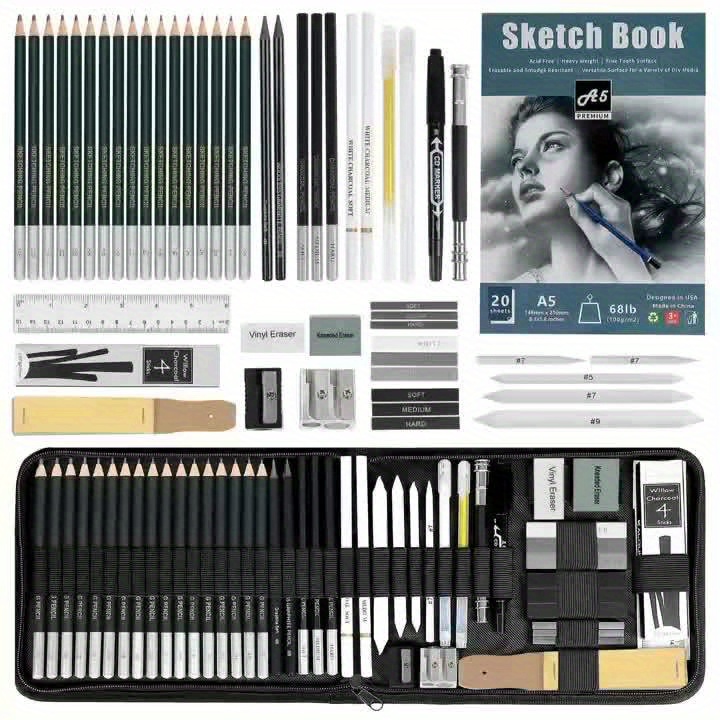 kit de 54/72 lápis de desenho com caderno de esboços - Temu Brazil
