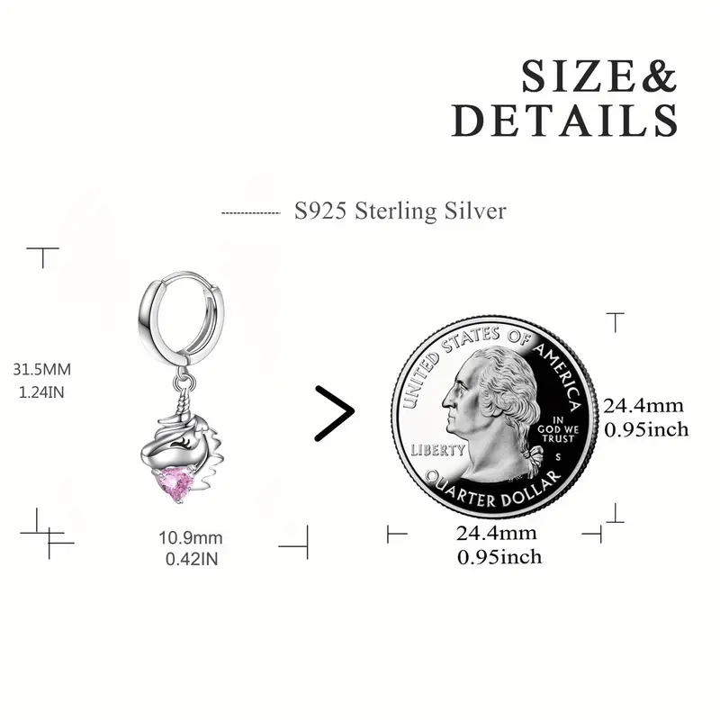 925 sterling silvery unicorns drop earrings unicorn earrings womens cute animal jewelry Product details 4