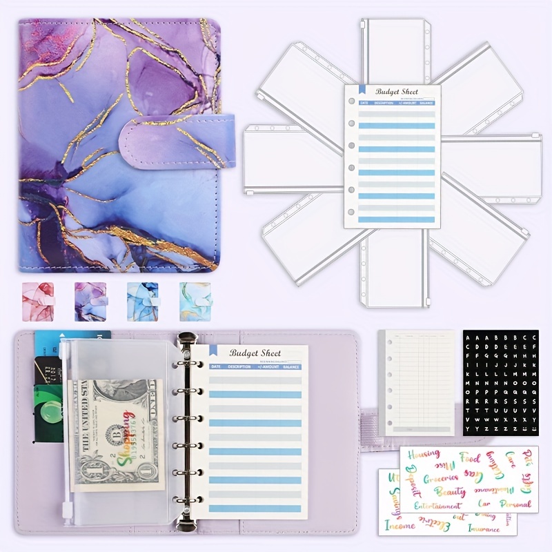 A6 Binder and Budget Envelopes + Bonus Stickers, Budget Binder with Cash  Envelopes for Budgeting, Mini Cash Envelope Wallet, Small Budget Planner