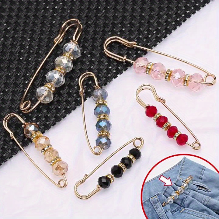 Crystal Bead Brooch Decorative Safety Pin For Clothes Decoration And Loose  Pants Fix - Temu Germany