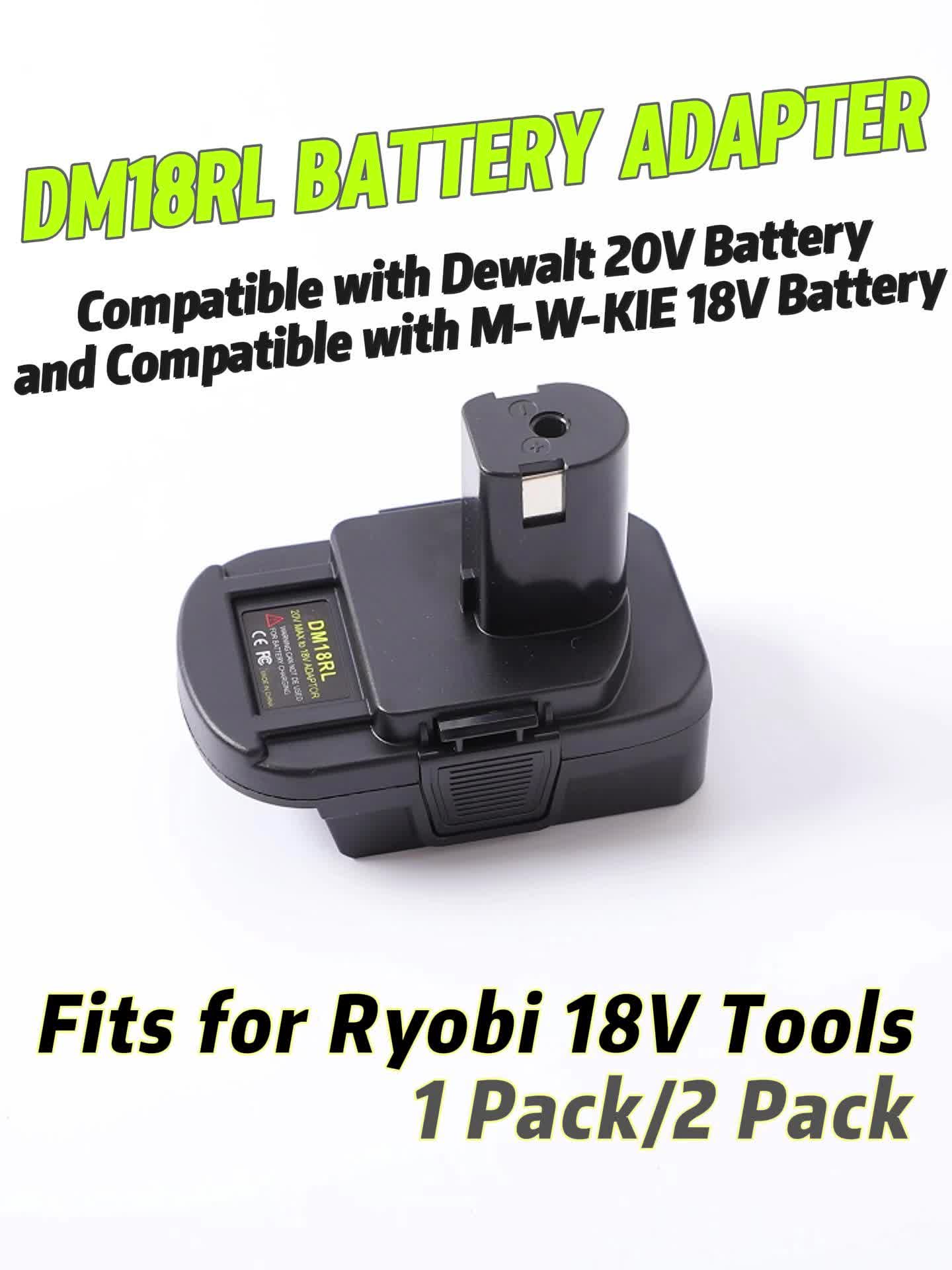 Adapter for Dewalt 18V/20V Battery Convert to for Ryobi 18v Tool w/USB Port
