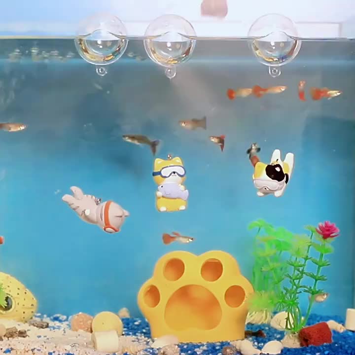 Fish Tank Decorations Cute Little Cat Aquarium Decoration Cat Ornament  Floating Aquarium Accessories - Pet Supplies - Temu