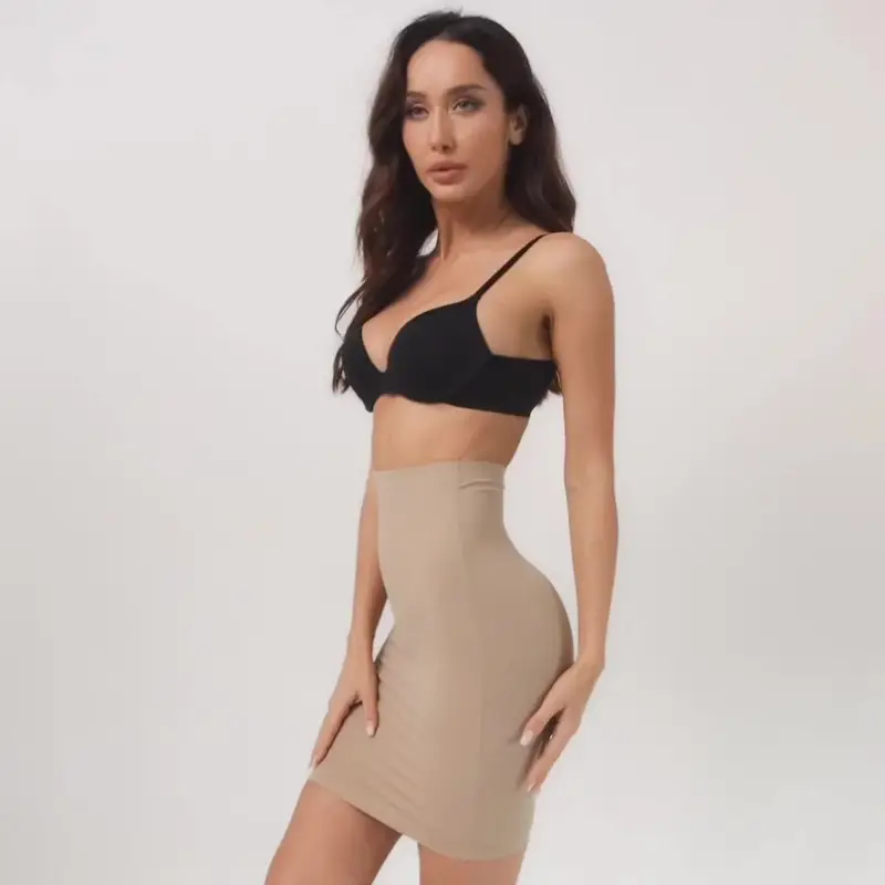 Seamless Solid Shaping Skirt High Waist Stretch Half Slips - Temu Australia