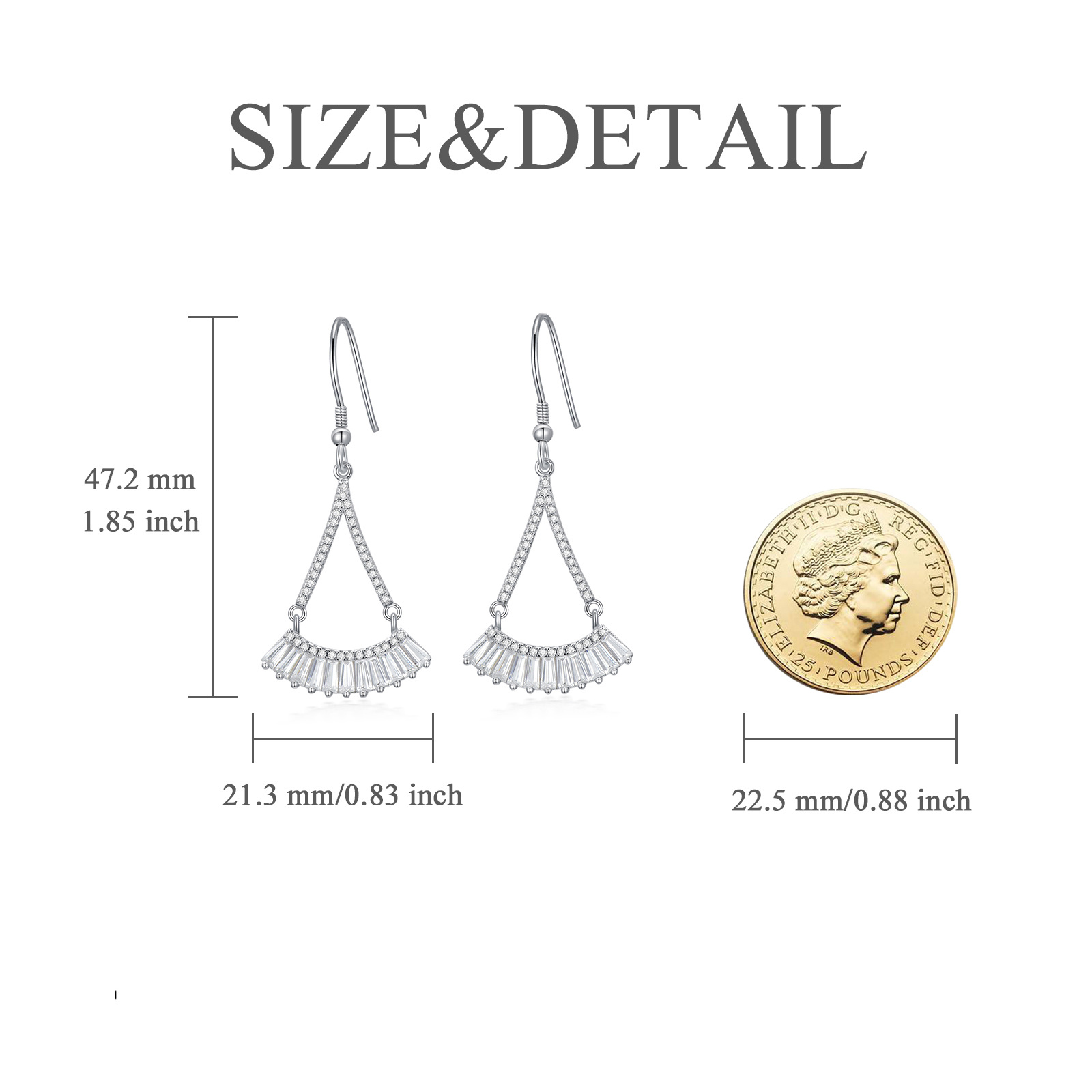 Triangle Crystal Drop Earrings, Elegant Design