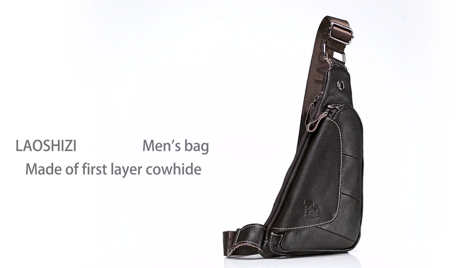 Men Bag Genuine Leather Triangle Chest Bag Brand Shoulder Bag