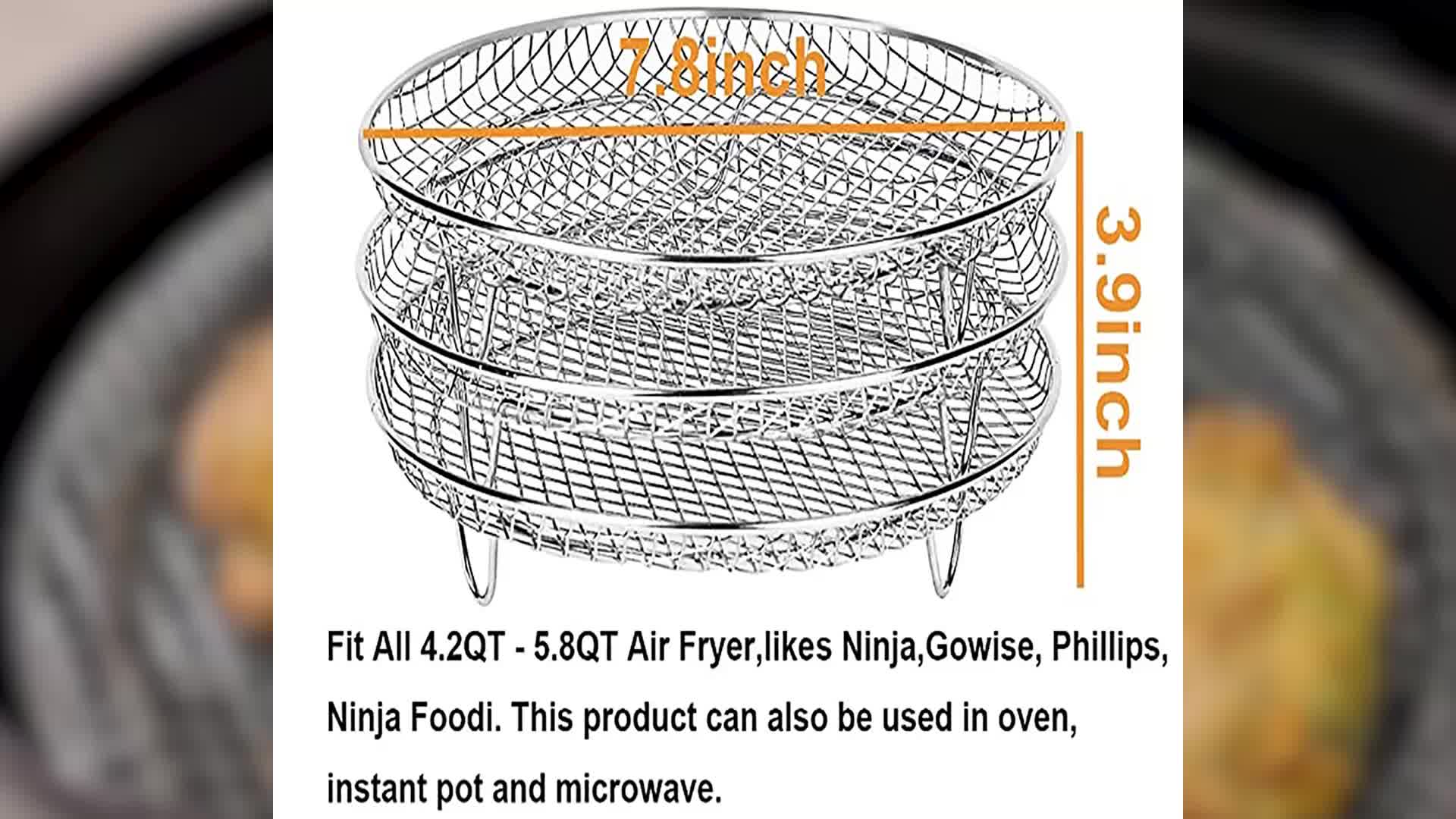 3pcs, Air Fryer Three Stackable Dehydrator Racks Air Fryer Basket