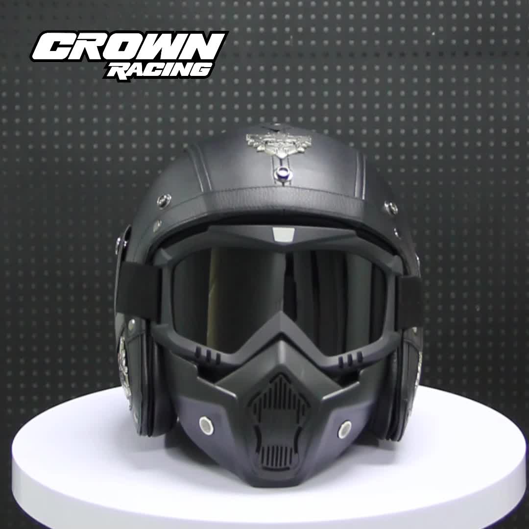 Casco Aperto 3/4 Uomo Sicurezza Moto Retrò Crown Racing Maschera Cintura  Sicurezza Moto Casco Integrato Moto Fuoristrada, Acquista Ultime Tendenze