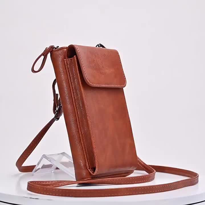 Leather cell phone hot sale crossbody bag