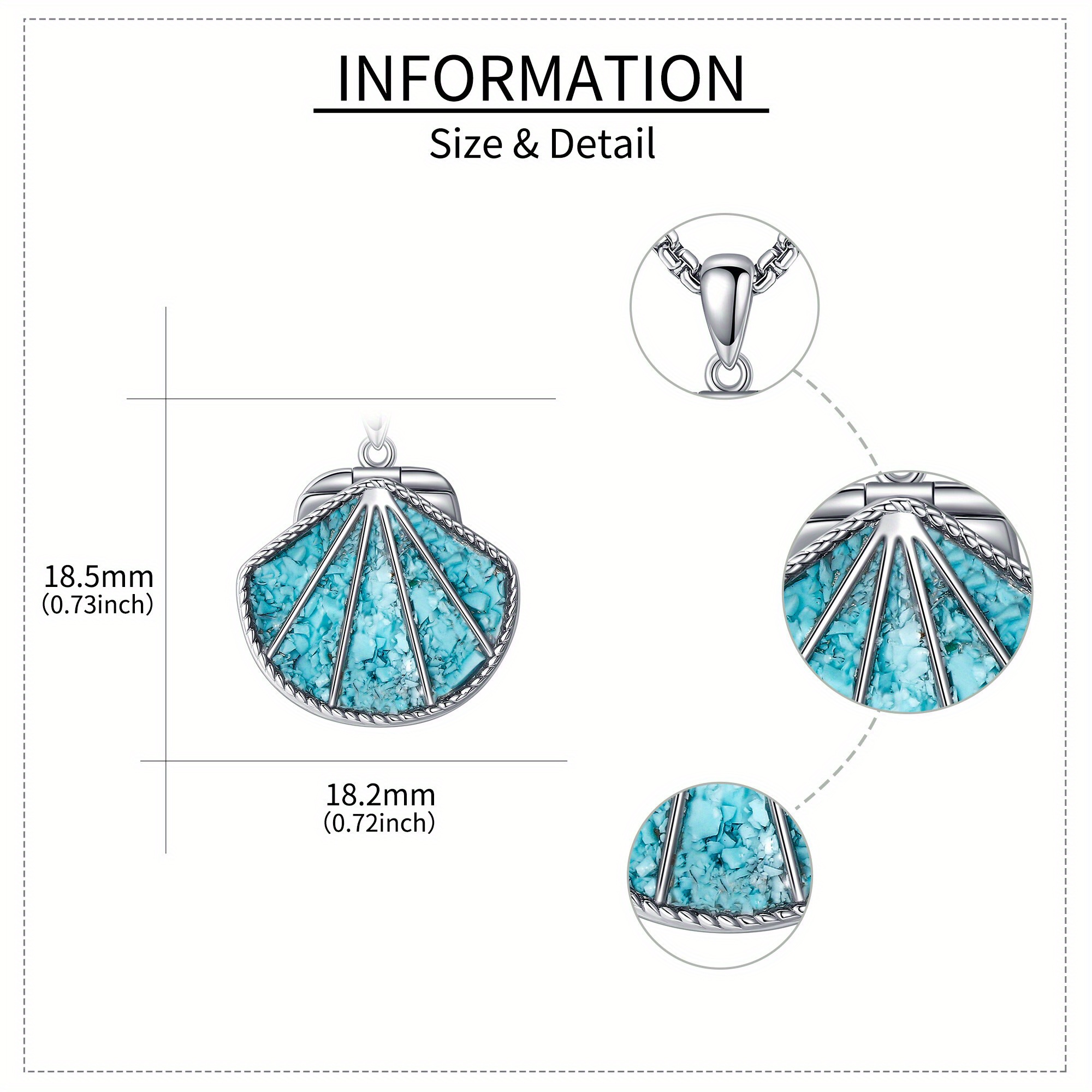Synthetic Turquoise Seashell Locket Necklace