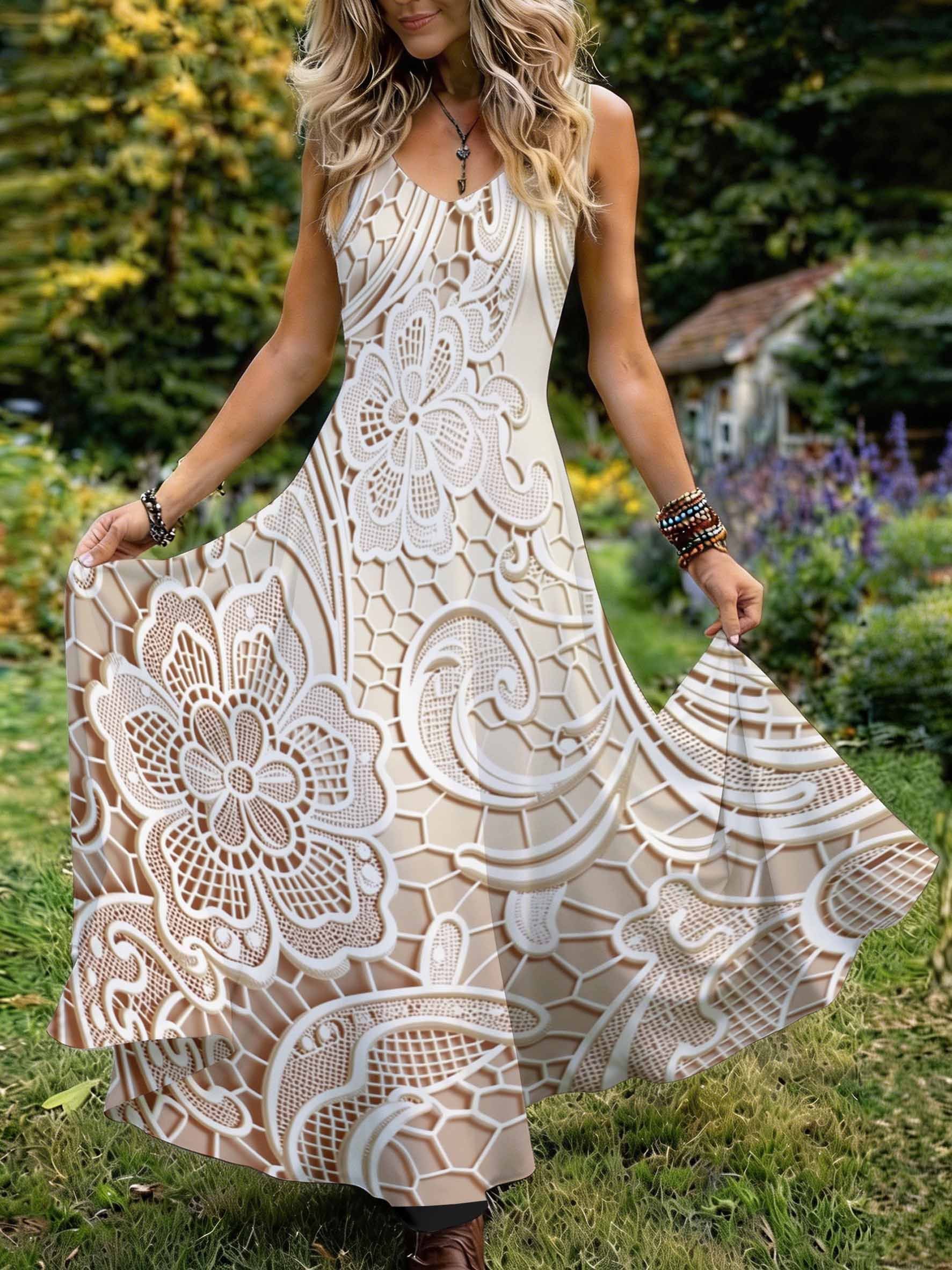 white casual dresses for ladies Petal & Pup Women's Merletto Cut Out Maxi Dress Size:18.5