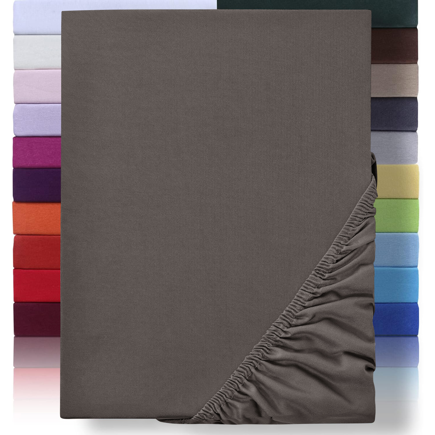E-shop 100 % Baumwoll--Spannbetttuch, 130 g/m² reines Baumwoll-Spannbetttuch mit 30 cm Kissenauflage, hypoallergen, atmungsaktiv, geeignet für
