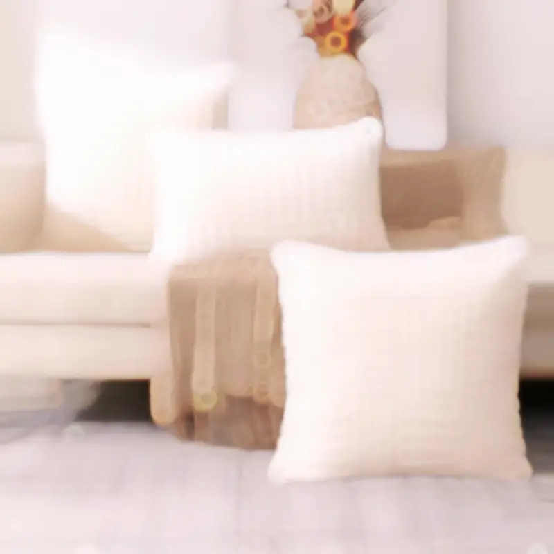 Boho Faux Fur Plush Throw Pillow Covers Cream White Luxury - Temu