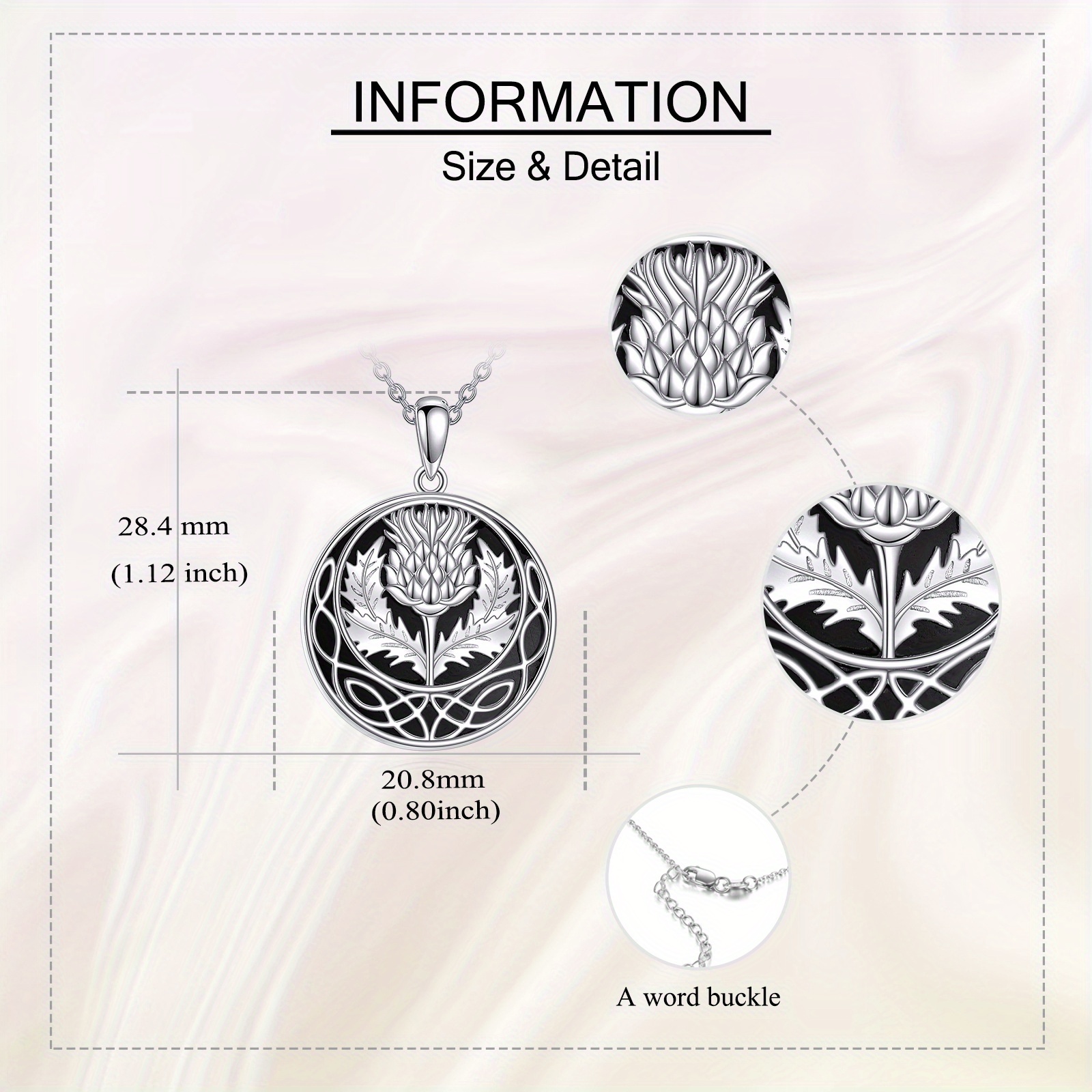 Women's 925 Sterling Silver Scottish Thistle Celtic Knot Necklace