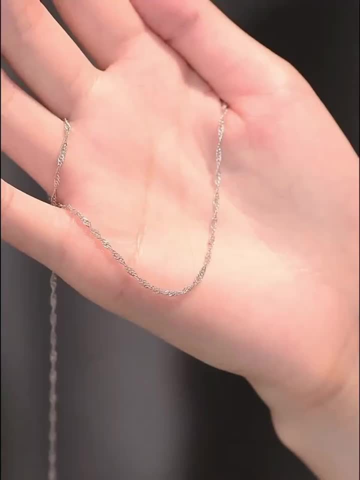 S925 Silver Wave Chain Necklace Women's Gift