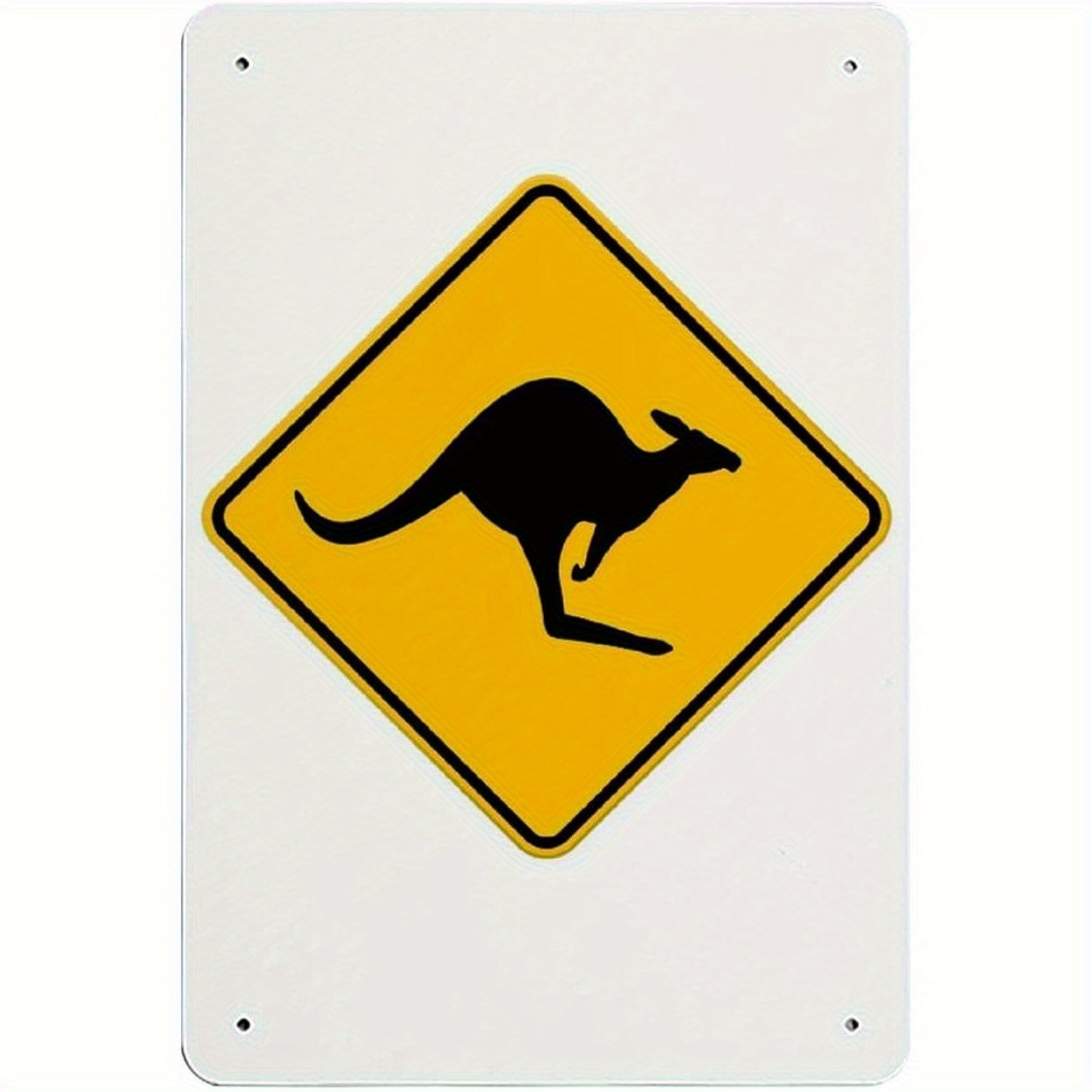 TEMU 2d Flat, Large Kangaroo Metal Wall Art Sign - Australian-themed Durable Iron Tin Kangaroo Crossing Traffic Sign Design, Vibrant Wall-mounted