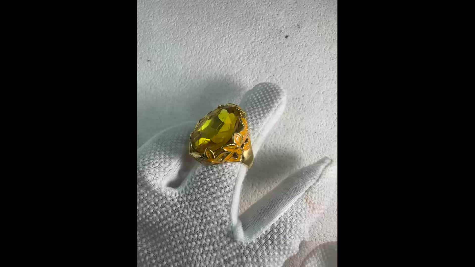 Women's 316L Stainless Steel Resin Drop Pattern Gemstone Ring