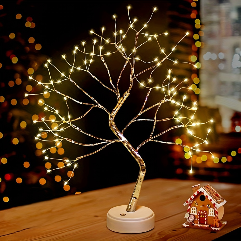 1pc LED Bonsai Tree Light - 20'' Artificial Fairy Light Tabletop Tree Lamp  with 108 LED Lights - USB/Battery Operated Touch Switch - Christmas Party