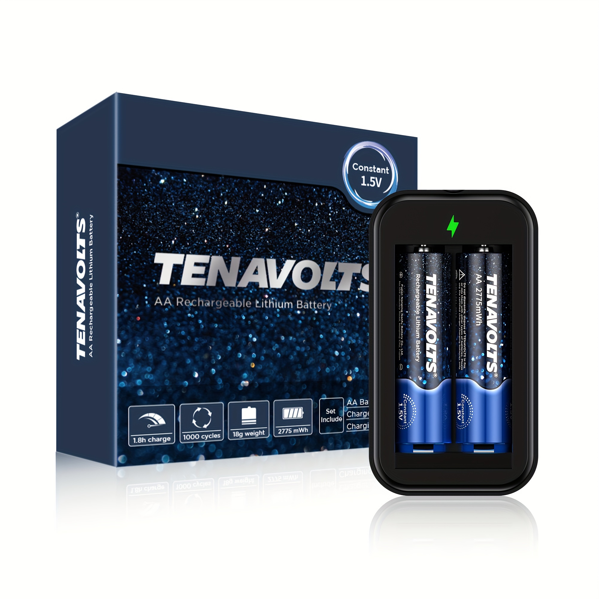 TENAVOLTS Pile rechargeable au lithium 1.5V AAA charge rapide de 1.8h  chargeur USB sortie constante à 1.5V 1110 mWh 4 comptes [31]