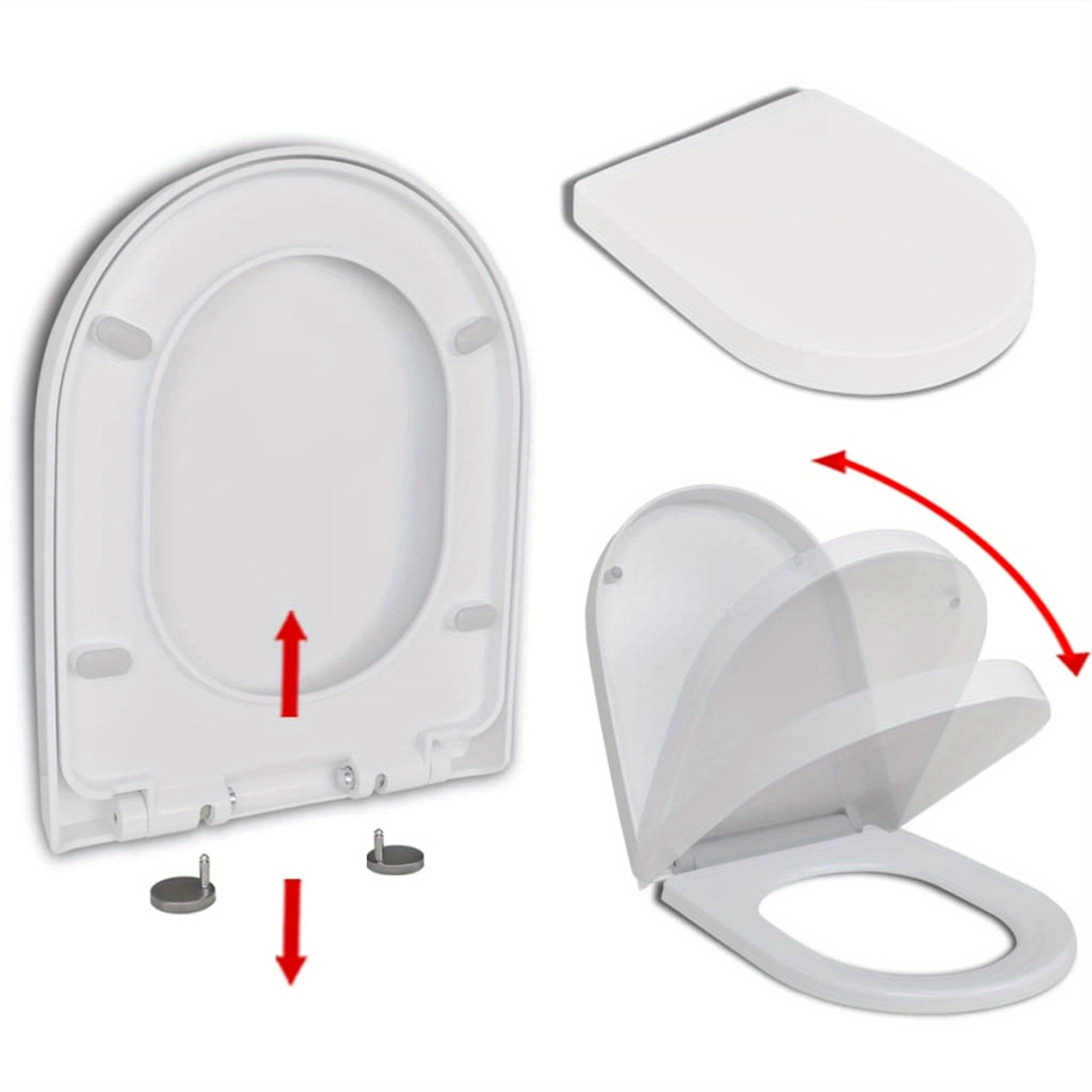 

White Toilet Seat With Soft Close And Quick- Function Square