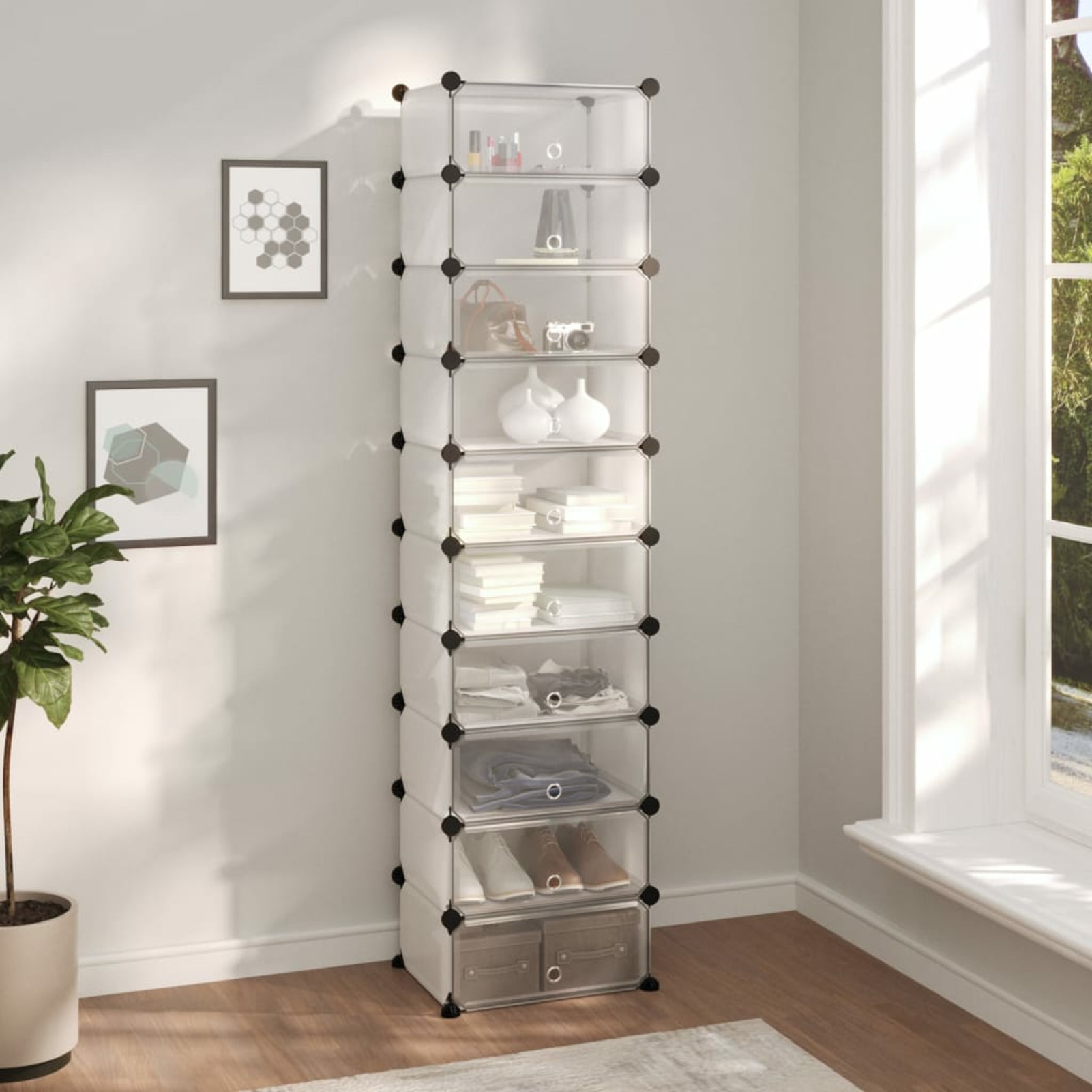 Shoe Rack Transparent 44x32x174 Cm Pp