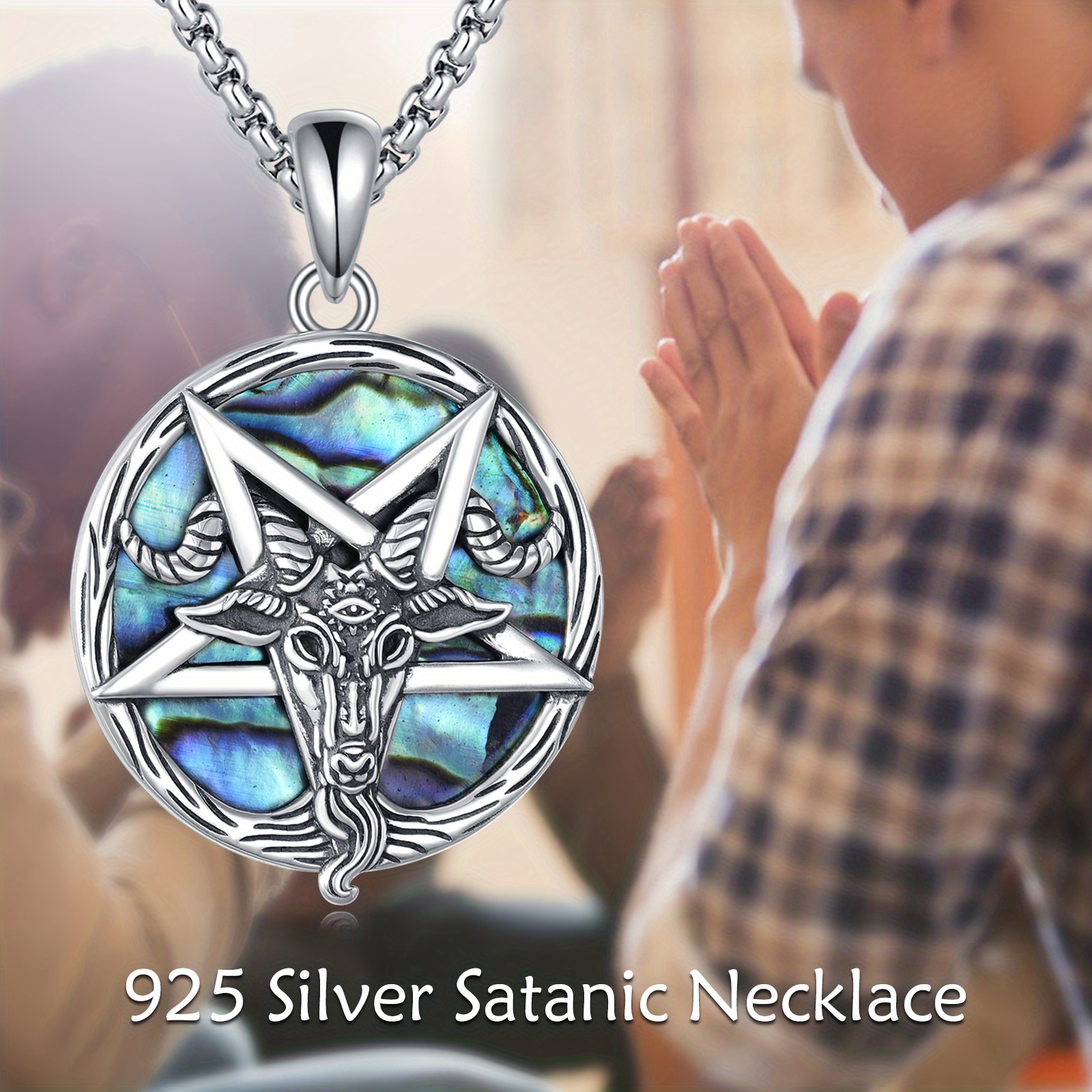 Women's Satanic Goat Head Chain Necklace in Sterling Silver