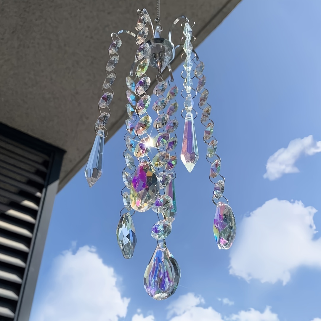 1 pièce Irisé Fantaisie Artificiel Cristal Carillon Éolien , Fenêtre  Décoration Suspendue , Attrape-soleil, Mode en ligne