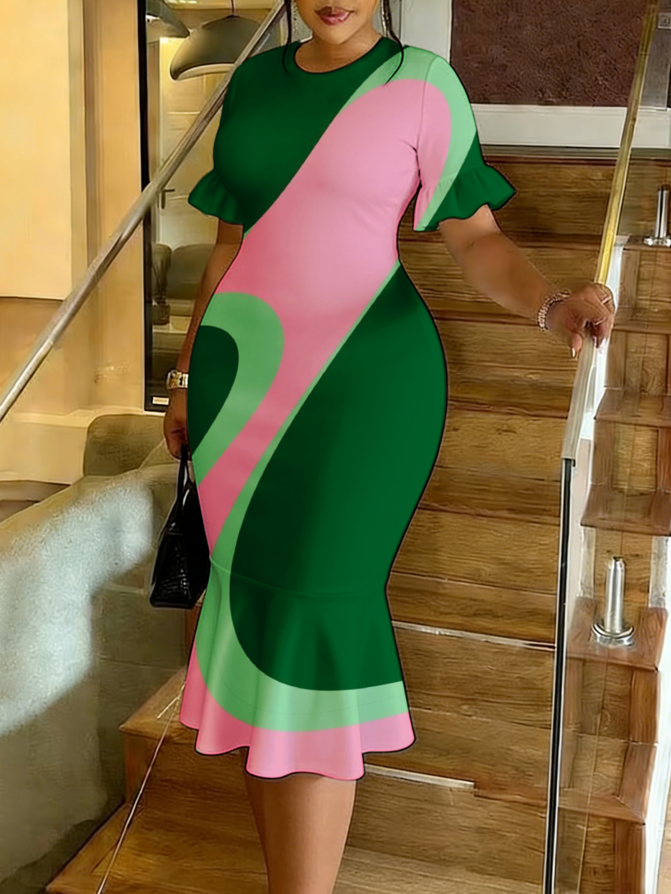 green and pink print dress Green And Pink Keeper Dress main image 1