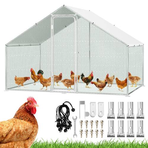 Artikelbild hühnerstall freilaufgehege xl mit schloss, freiluft-geflügelstall, für hühnerkäfig kleintiere vogelkäfig haustierkäfig