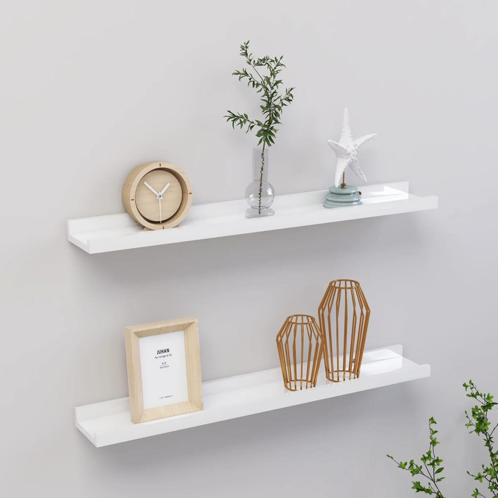 Wall Shelf, 2pcs, High-gloss White, 60x9x3cm, Floating Shelves
