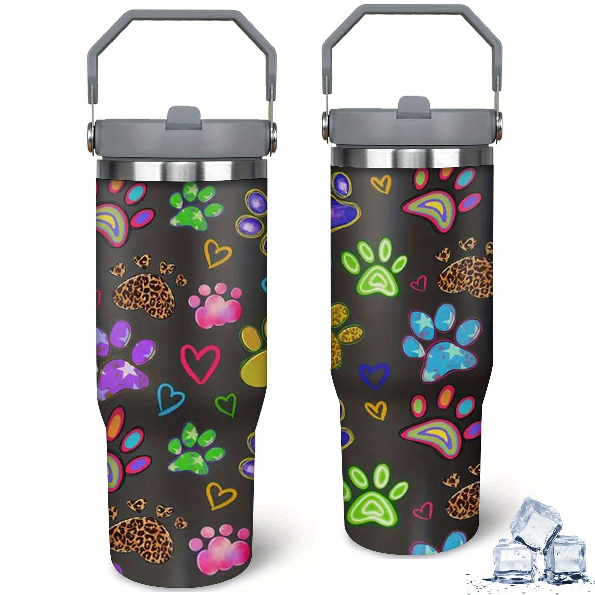 

30oz Insulated Steel Mug Dog Paw - - Lid, Bottom, , Reusable For Hot And Beverages, For Drinkware