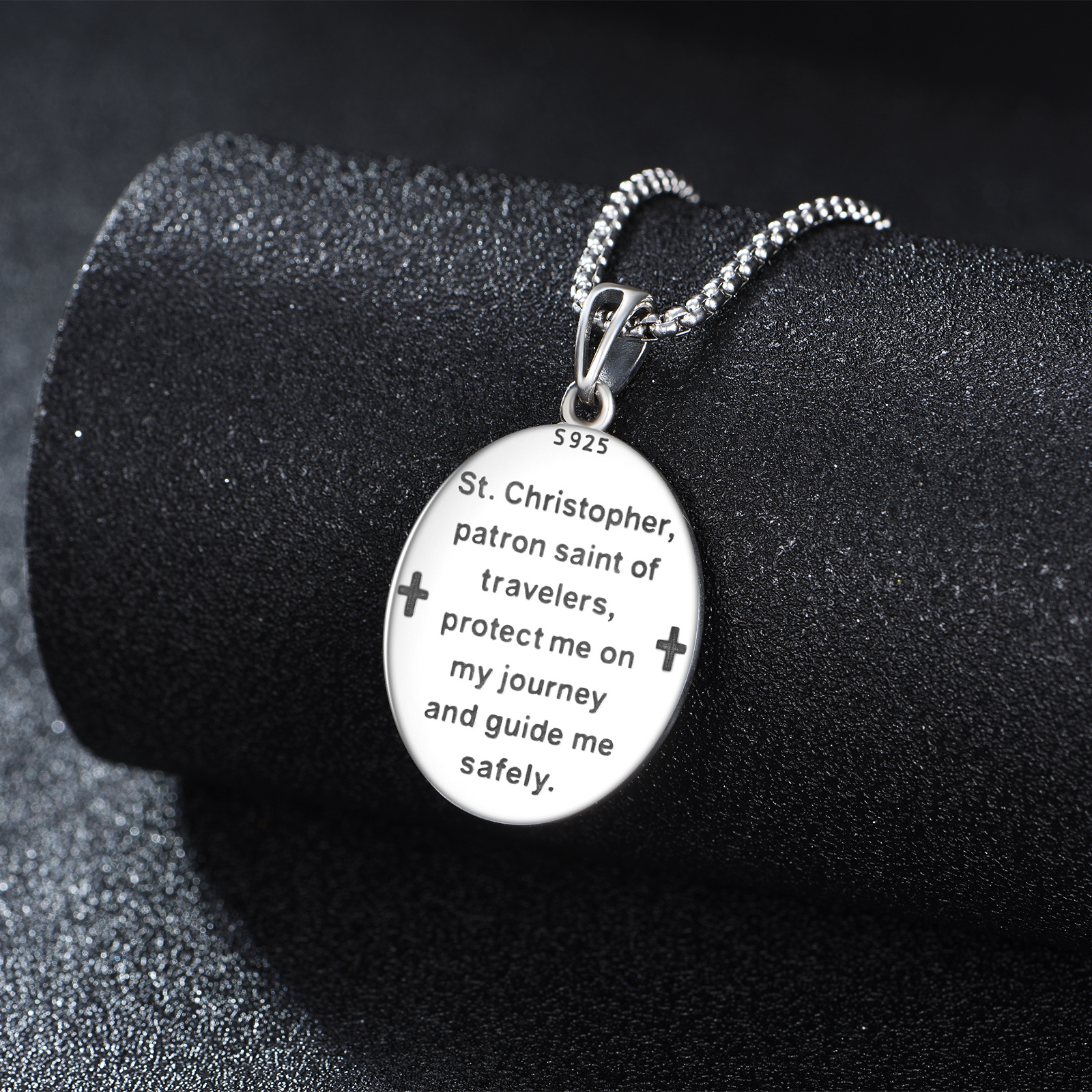 St. Christopher Pendant Necklace in 925 Sterling Silver for Men and Women