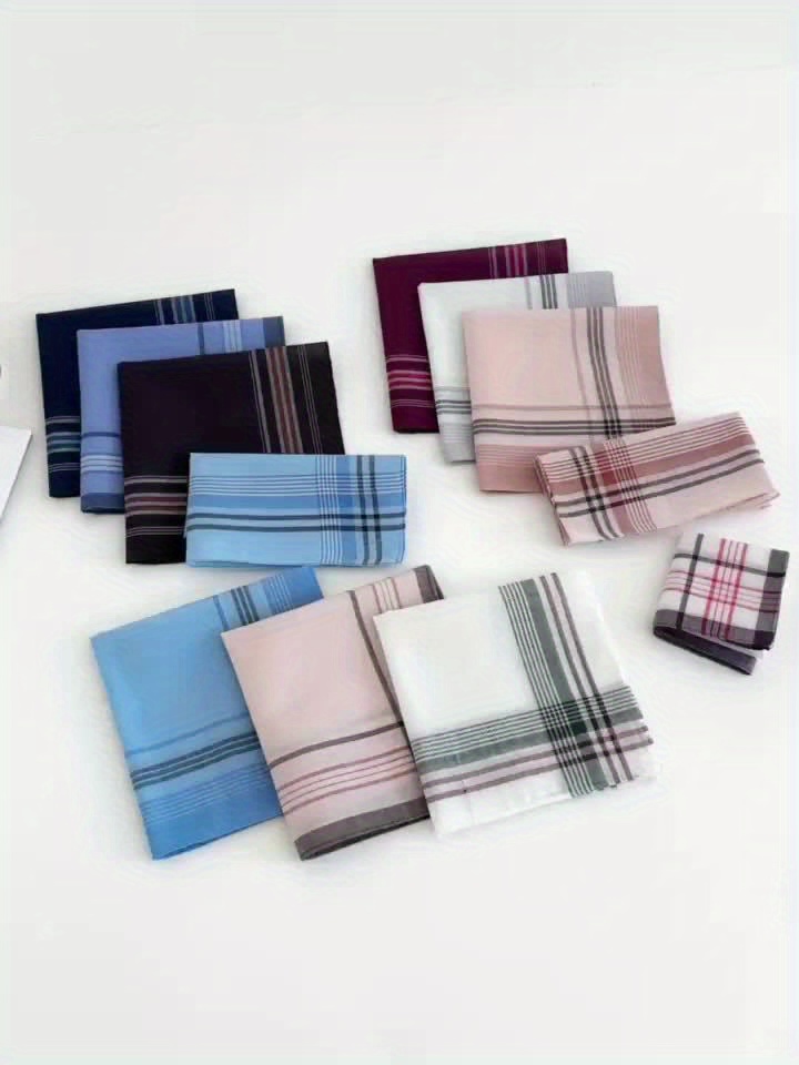 Retro Plaid Handkerchiefs - Set of 12pcs