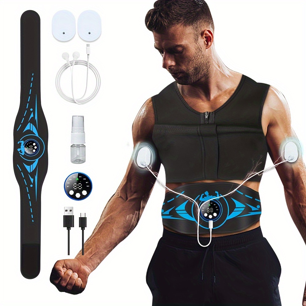 EMS , Belly Slimming Belt Postpartum Weight Loss Belly Fat Burning Waist  Training, For Man Women, 6 Modes & 9 , USB Rechargeable 