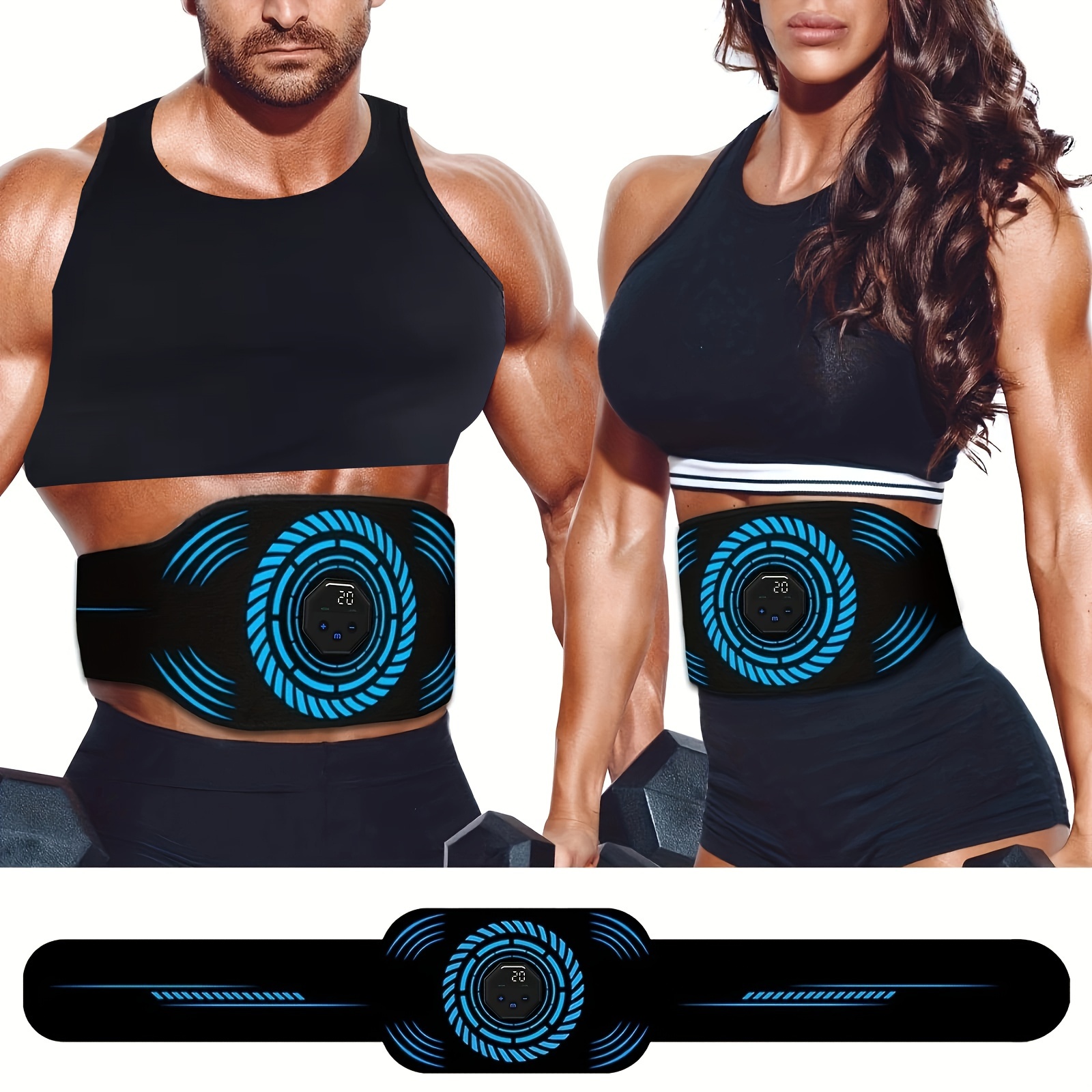 Body Shaping Belt With Lcd Display Ems Massager Low - Temu