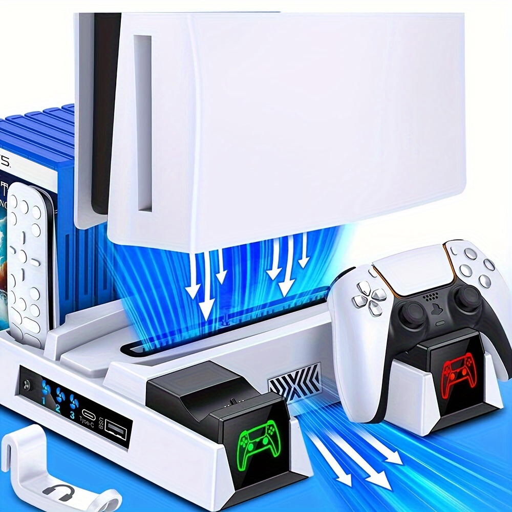  Nepagz Ventilador de refrigeración para consola PS5 Slim  (digital/disco), ventilador silencioso mejorado con 3 ventiladores  ajustables, enfriador PS5 con pantalla táctil y concentrador USB adicional,  : Videojuegos