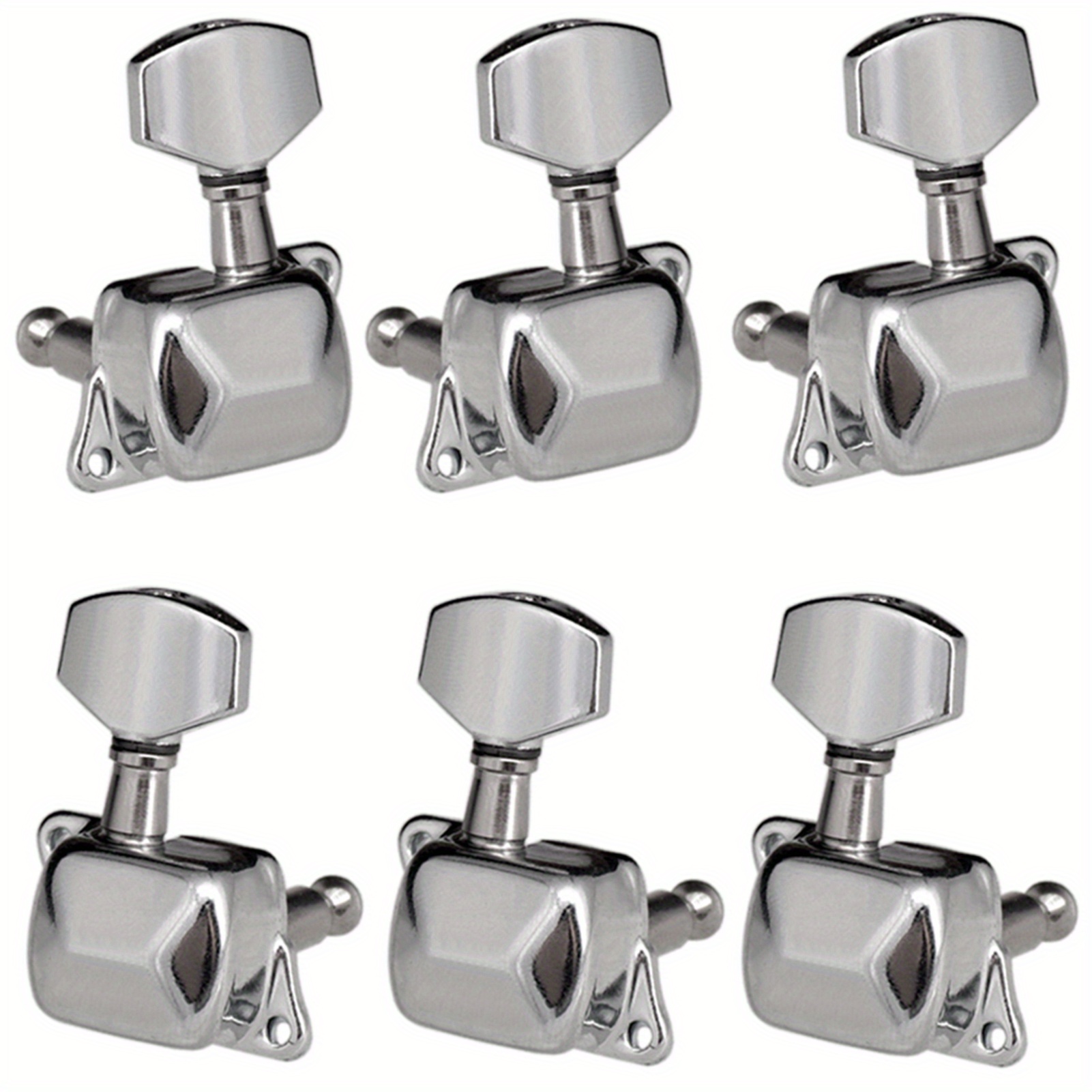 

A Set Of 6 Guitar String Tuning Pegs With Half- Tuning Machines Suitable For Electric And Acoustic Guitars (3 Left + 3 Right, Silvery)