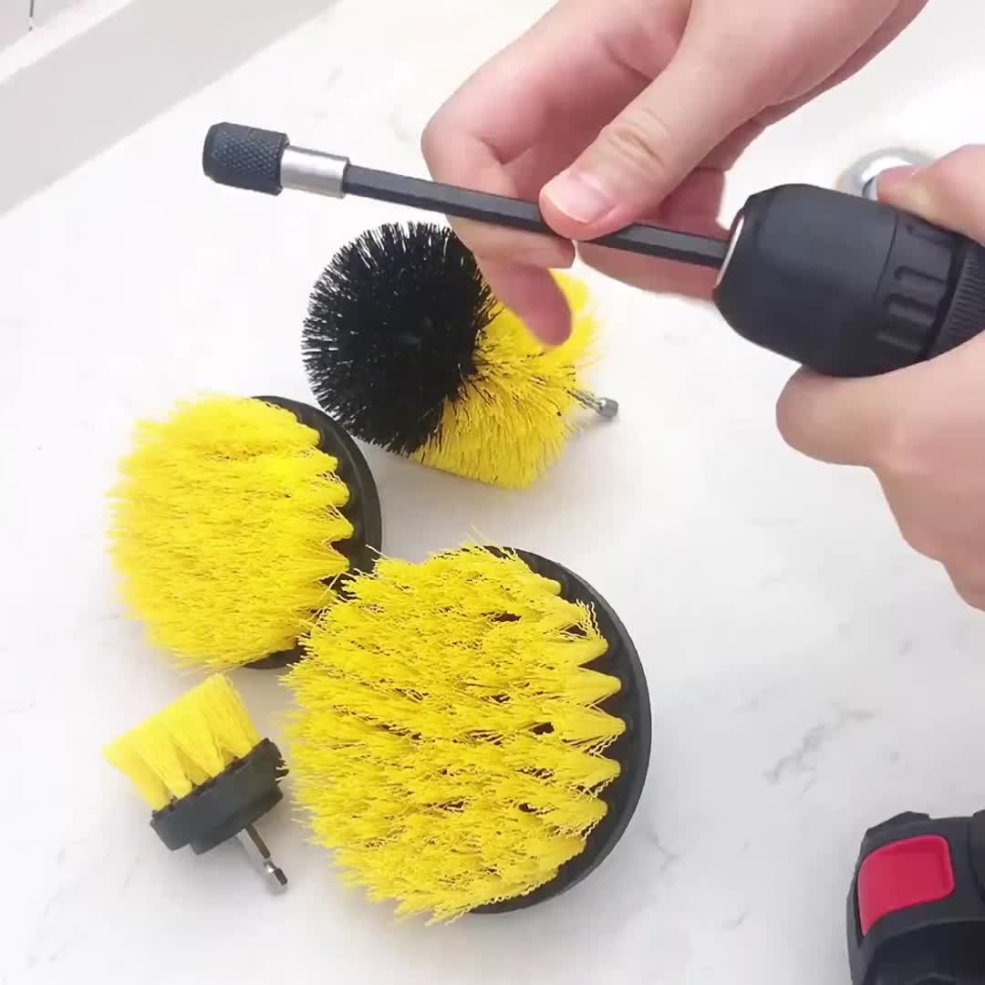 Electric Scrubber Brush Drill Brush Kit Plastic Round - Temu