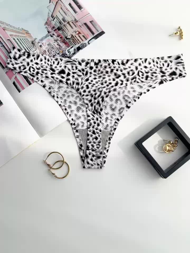 4pcs Leopard Print Thongs, Sexy Low Waist High Stretch Panties, Women's  Lingerie & Underwear