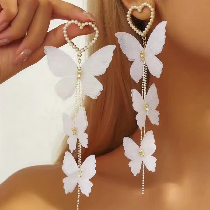 2pc Bohemian Butterfly Inlaid Bracelet & Earrings Set