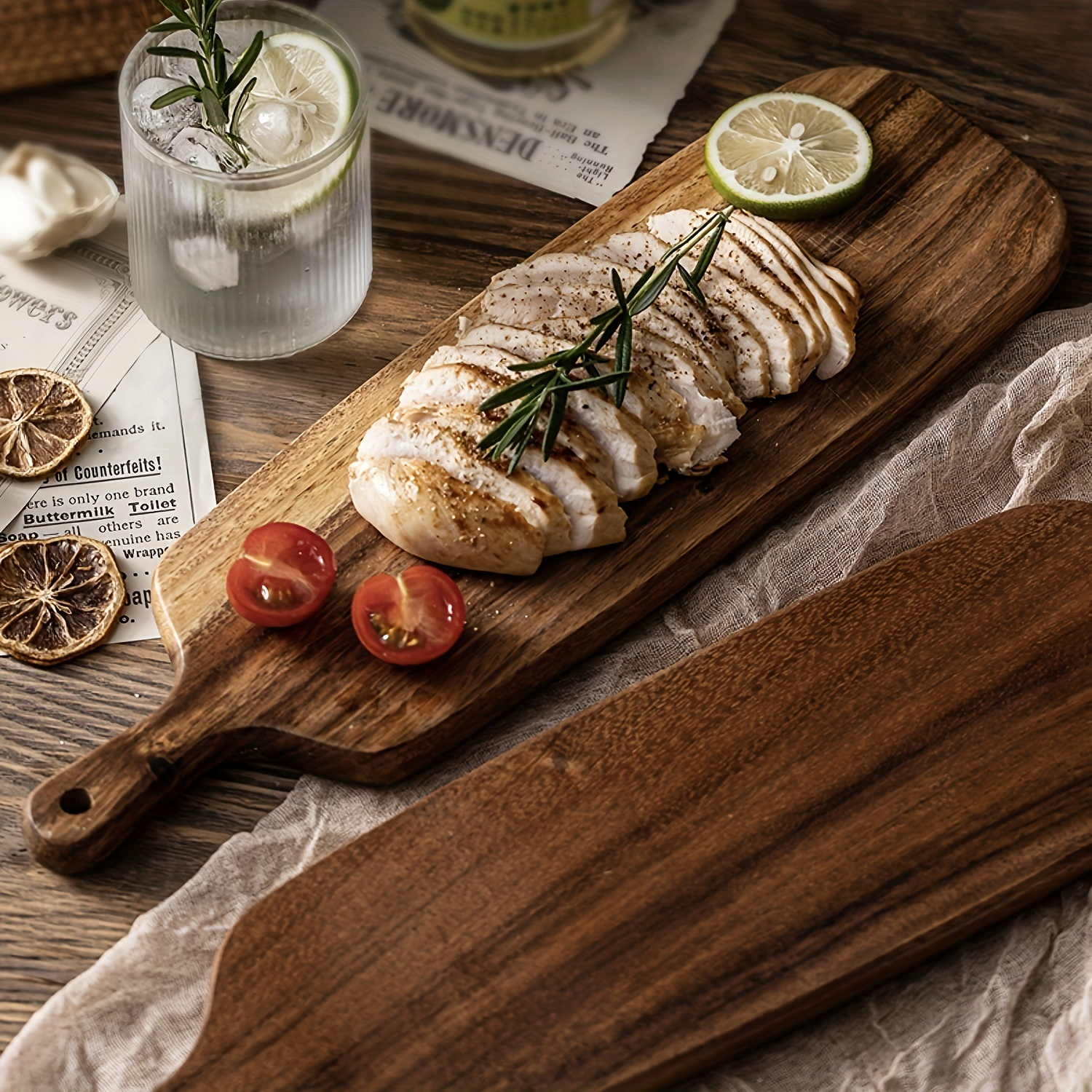 Large Acacia Wood Cutting Board with Containers for Kitchen  Simple Charcuterie Board Wooden Serving Cheese Board Meats Platter Dessert  Fruit Charcuterie Party Butcher Block Chopping Board: Home & Kitchen