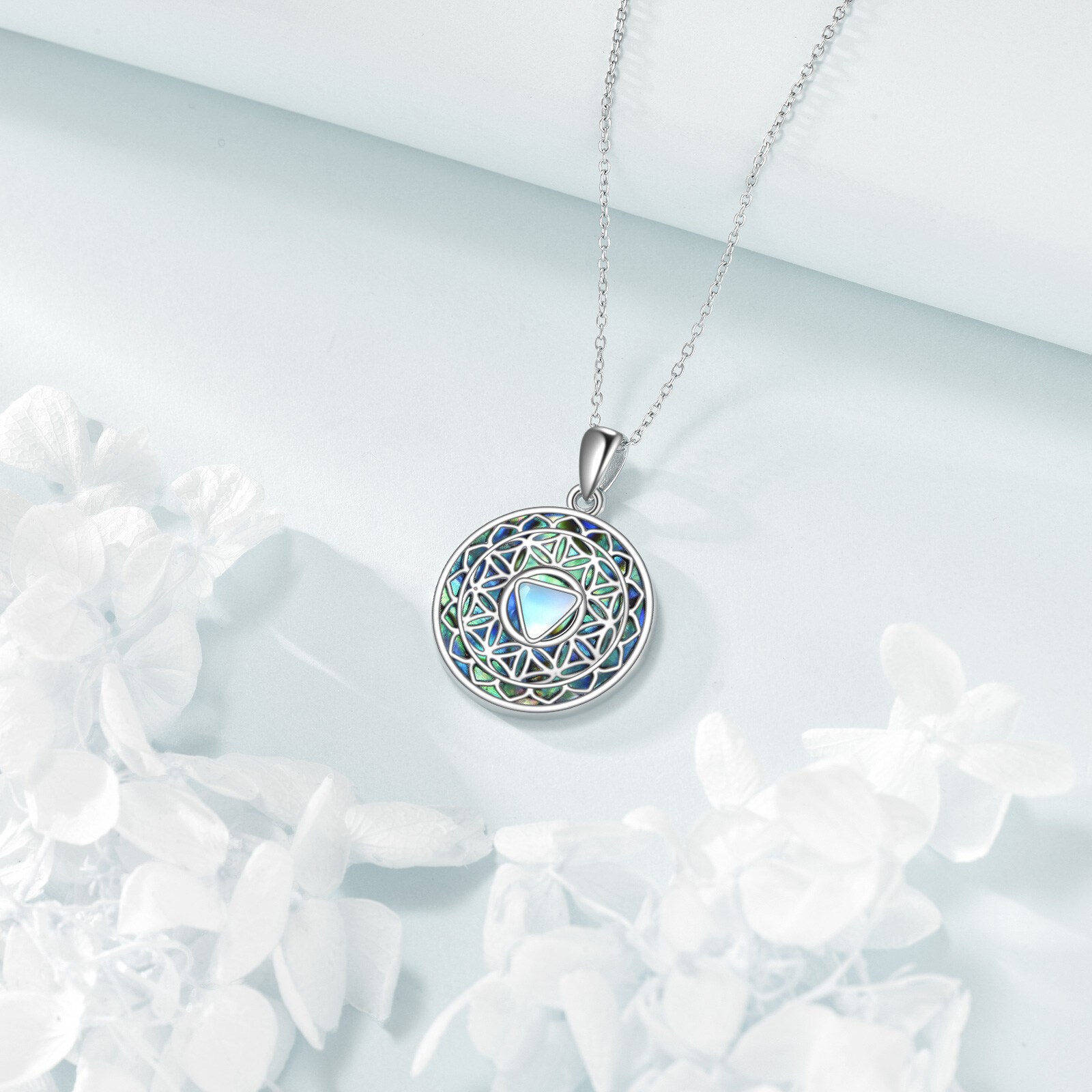 Women's 925 Sterling Silver Abalone Shell Sobriety Pendant Necklace