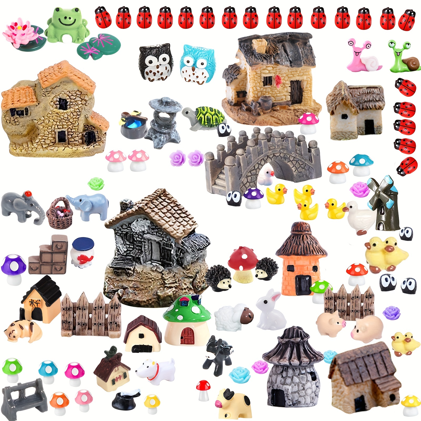 Wild Pixy Fairy Garden Accessories Kit - Miniature House and Figurine Set for in