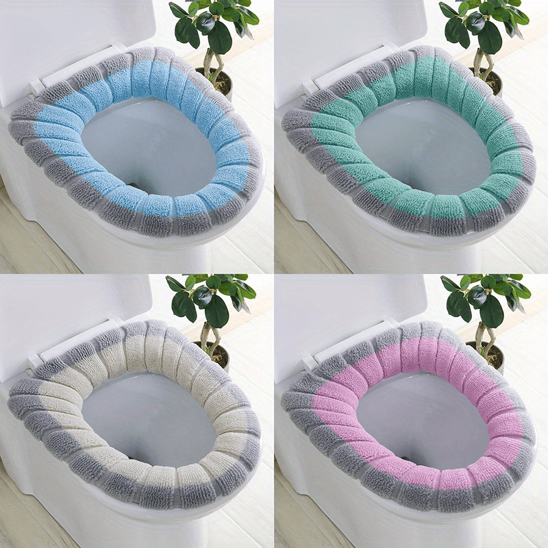 Toilet Seat Cover Set of 2 Flannel Sticky Warm Toilet Seat Pads for Toilet  Rings of Different Shapes Portable Washable and Reusable Toilet Seat Cushion  Pad 