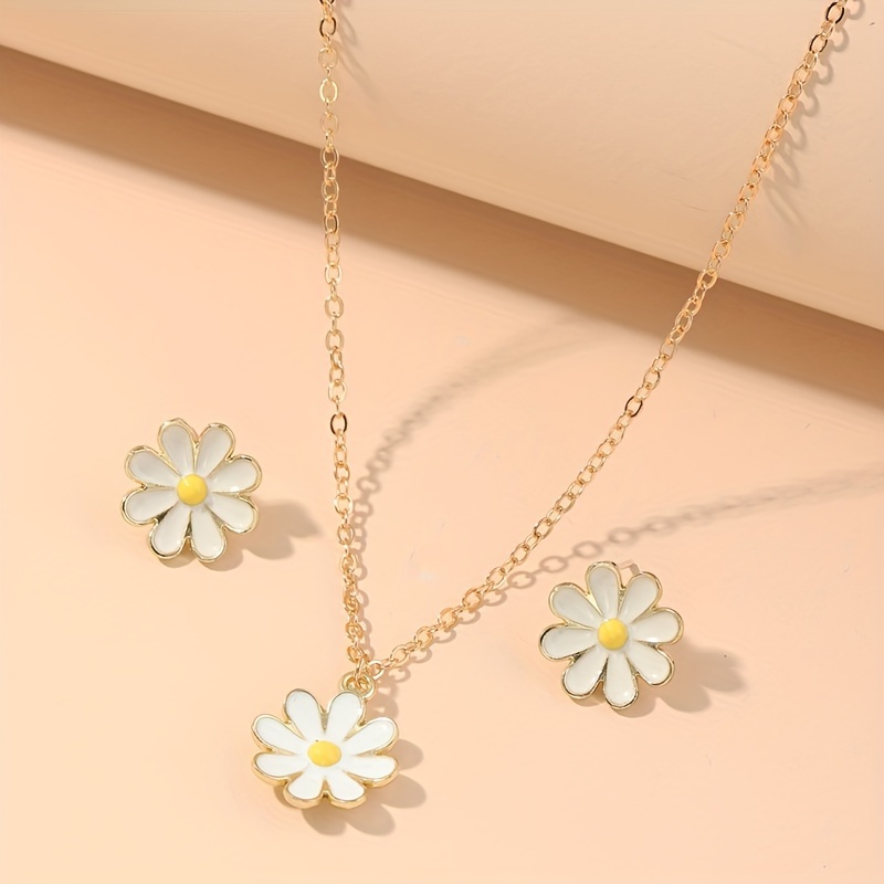 Women's Elegant Daisy Necklace Bracelet Ankle Accessories - Golden Plated  Beauty! - Temu