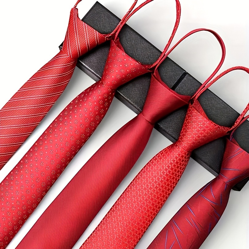 Mens Solid Red Ties Necktie 